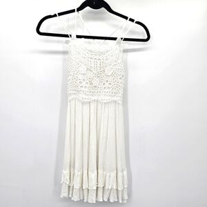 Chelsea & Violet Girls White Lace Gauze Strappy Ruffle Dress Girls Medium